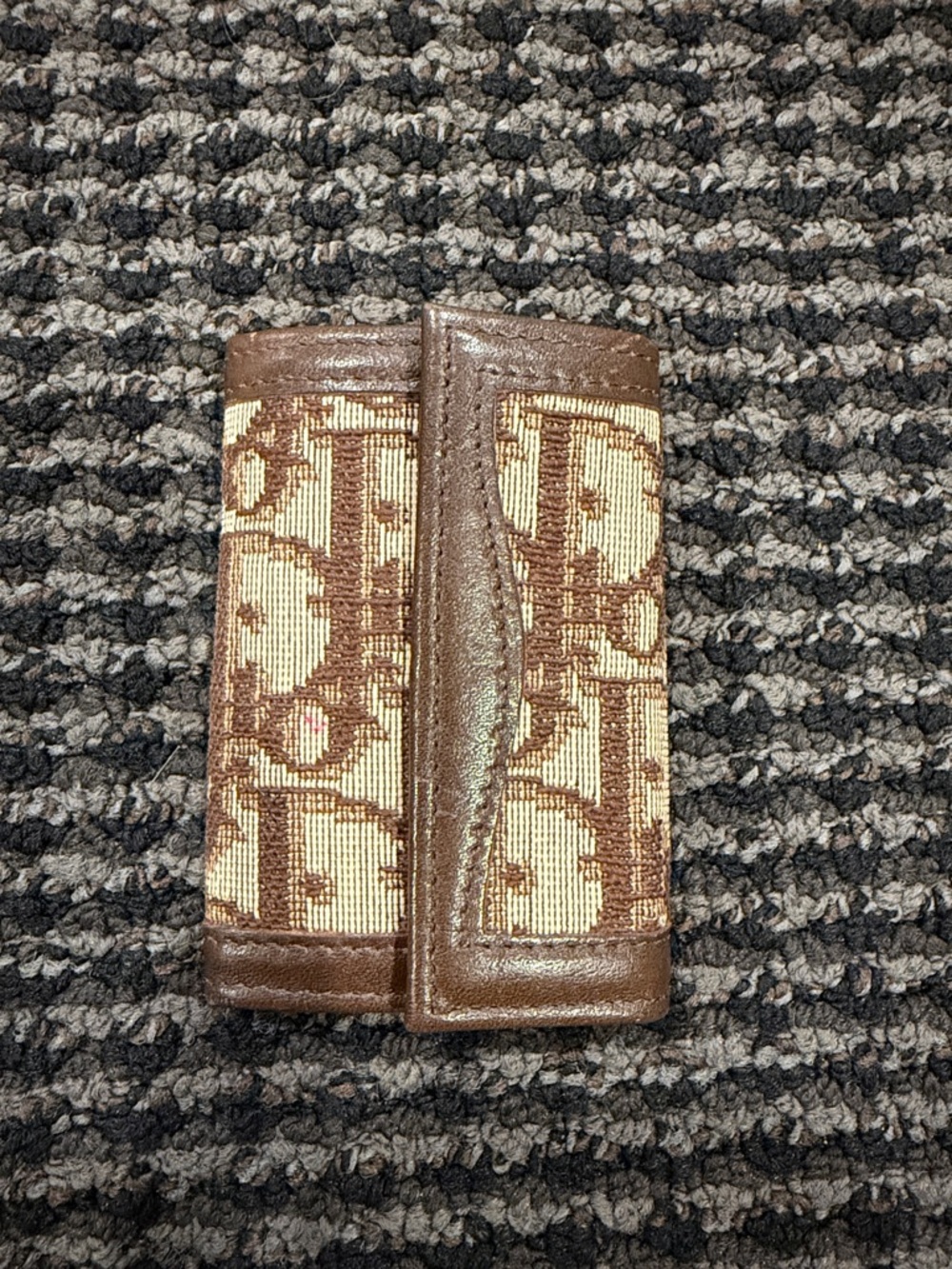 Dior Brown Leather Key Case with Gold Hardware